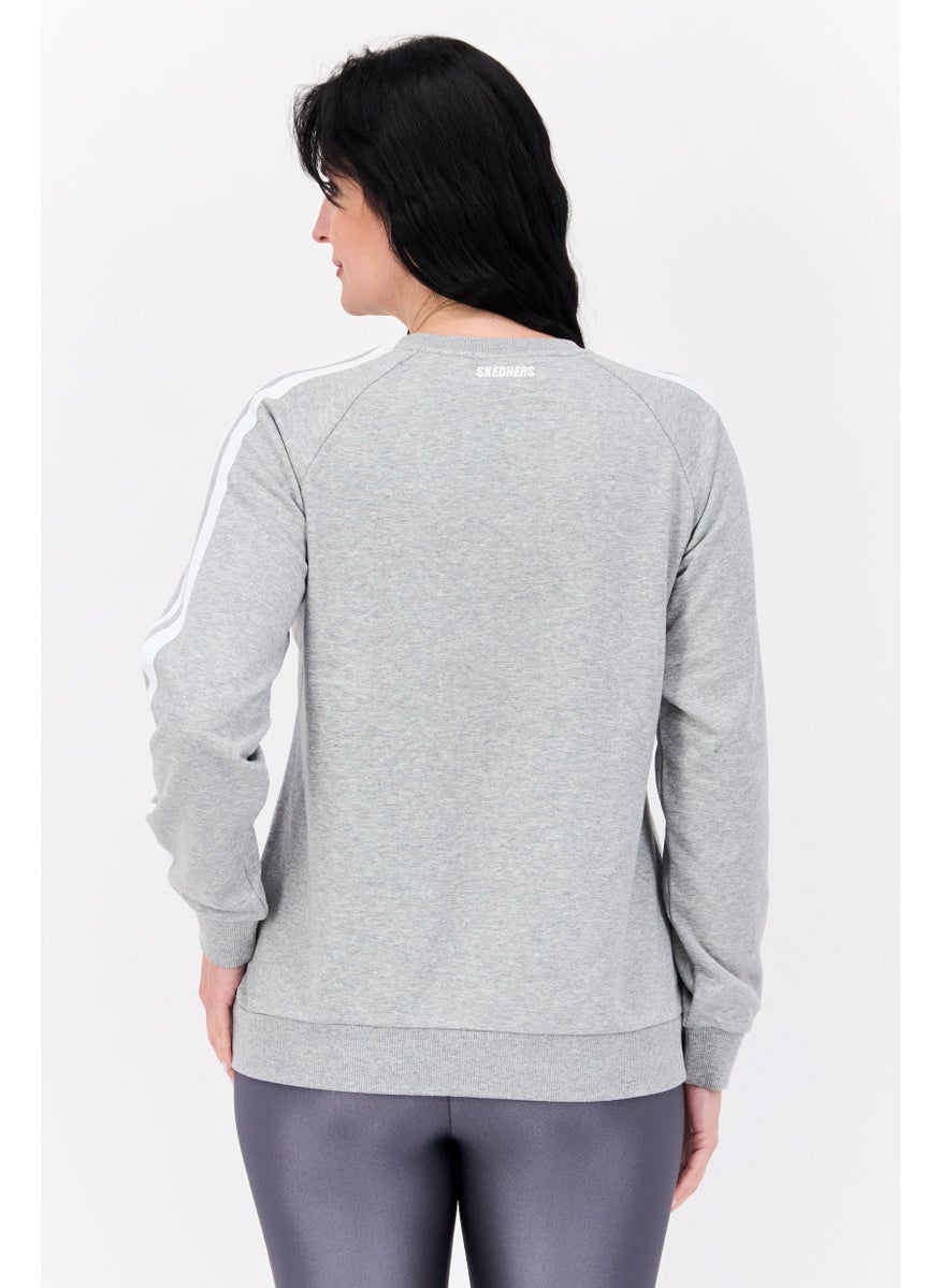 SKECHERS - Women Sportwear Fit Graphic Long Sleeves Outdoor Sweatshirt, Grey - Image 1