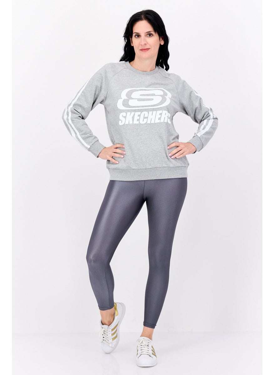 SKECHERS - Women Sportwear Fit Graphic Long Sleeves Outdoor Sweatshirt, Grey - Image 1