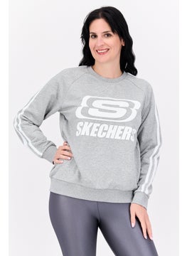 Women Sportwear Fit Graphic Long Sleeves Outdoor Sweatshirt, Grey