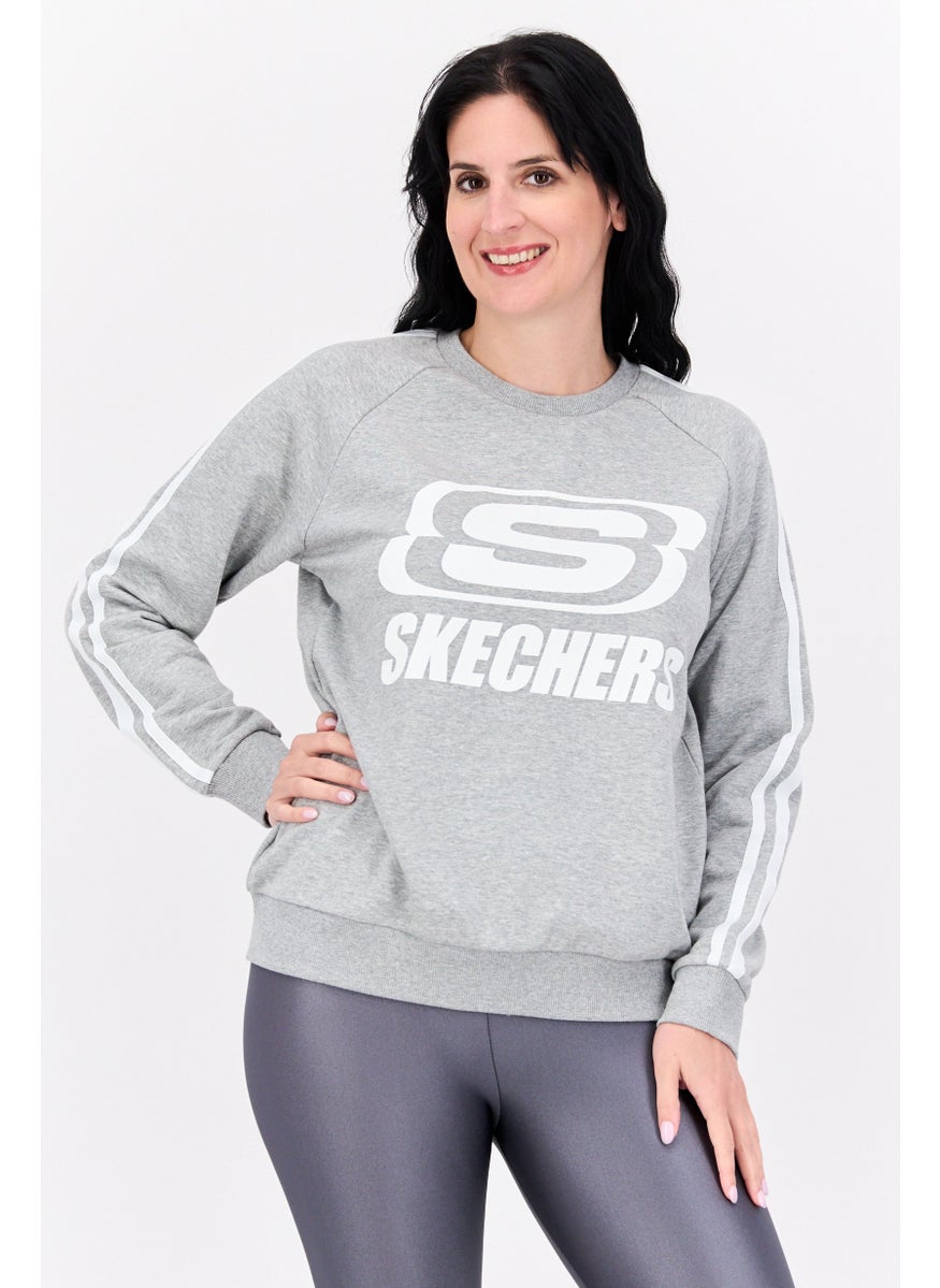 SKECHERS - Women Sportwear Fit Graphic Long Sleeves Outdoor Sweatshirt, Grey - Image 1