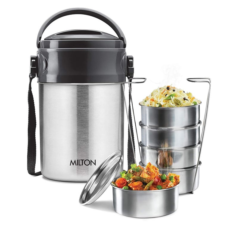 Milton Milton Steel On 5 Tier Insulated Tiffin Box, 1.80 L, Silver - Image 1