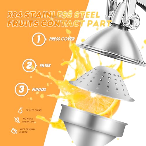 Moongiantgo Commercial Manual Juicer, Heavy Duty Hand Press Juice Extractor with 2 Reusable Fruit Bags, Easy to Clean Professional Fruit Squeezer for Citrus Orange Lemon Lime Pomegranate Grapefruit - Image 2