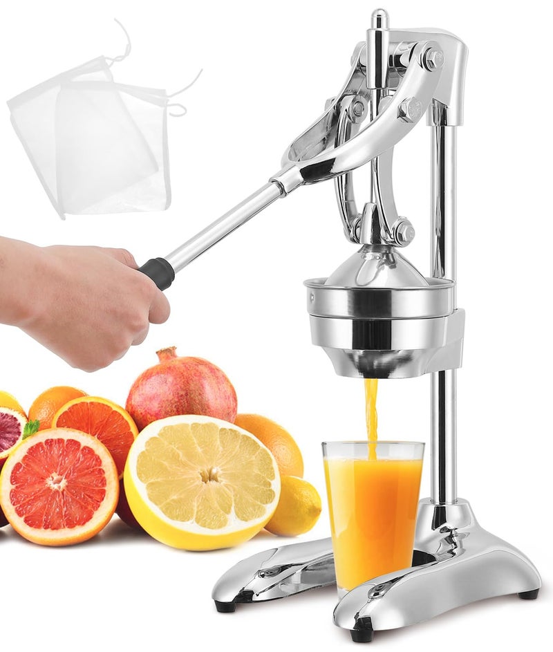 Moongiantgo Commercial Manual Juicer, Heavy Duty Hand Press Juice Extractor with 2 Reusable Fruit Bags, Easy to Clean Professional Fruit Squeezer for Citrus Orange Lemon Lime Pomegranate Grapefruit - Image 1