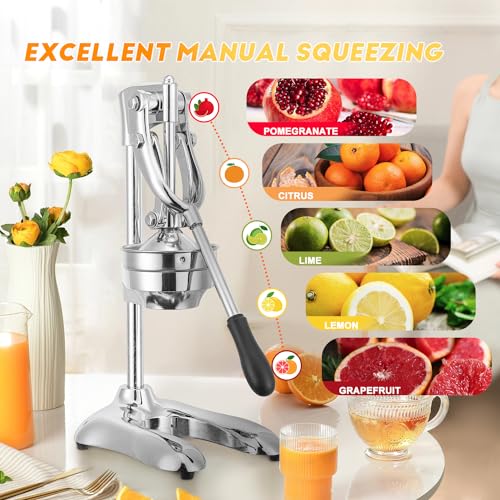 Moongiantgo Commercial Manual Juicer, Heavy Duty Hand Press Juice Extractor with 2 Reusable Fruit Bags, Easy to Clean Professional Fruit Squeezer for Citrus Orange Lemon Lime Pomegranate Grapefruit - Image 3
