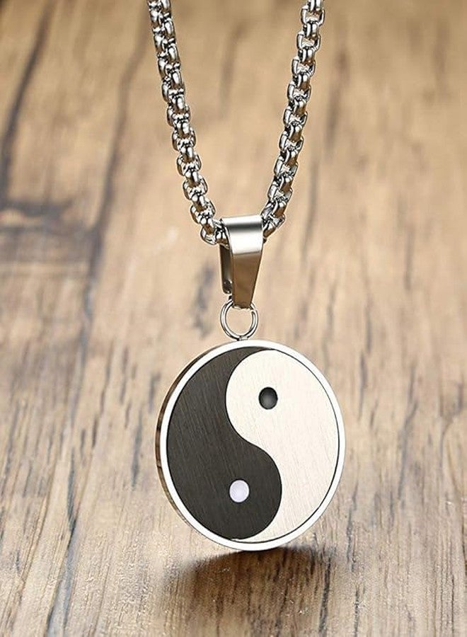Ervio Yin Yang Pendant for Men & Women | Taoism Tai Chi Feng Shui Symbol Locket with Chain | Unisex Fashion Necklace for Good Luck, Energy & Prosperity - Image 2