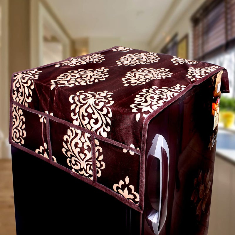 KANUSHI Industries Top Load Fully Automatic Washing Machine Cover 1 Pc FridgeRefrigerator Top Cover 1 Pc MicrowaveOven Top Cover COPYFRIMICROWMFULLYBROWNFLORAL - Image 2