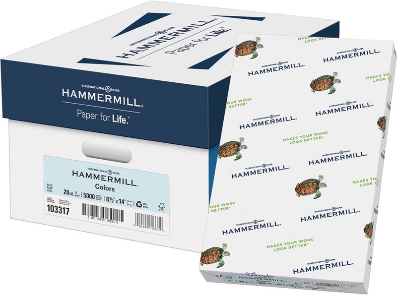 Hammermill Colored Paper, 20 lb Blue Printer Paper, 8.5 x 14, 500 Sheets - Made in the USA - Image 1