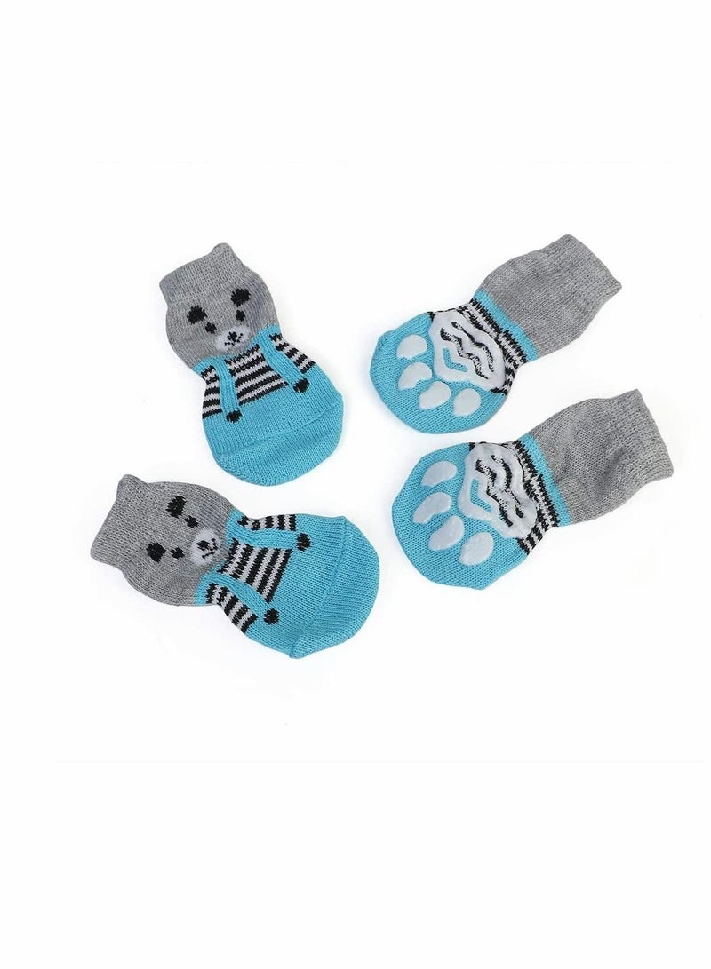 KASTWAVE Cute Bear Pattern Pet Socks, Anti Slip Knit Small Dog Socks Cat Socks with Rubber Reinforcement - Image 1