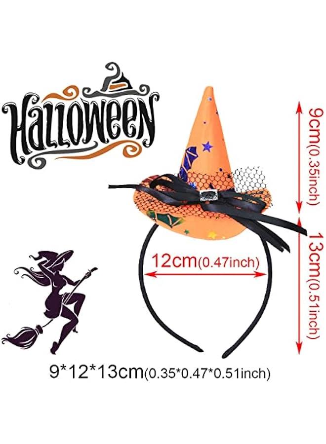 4 Pcs Witch Hat Headband 4 Style Cute Hair Hoop Headwear Accessories Pumpkin Orange Sequins Spider web Ghost Pattern  Party Costume Hat - Image 2