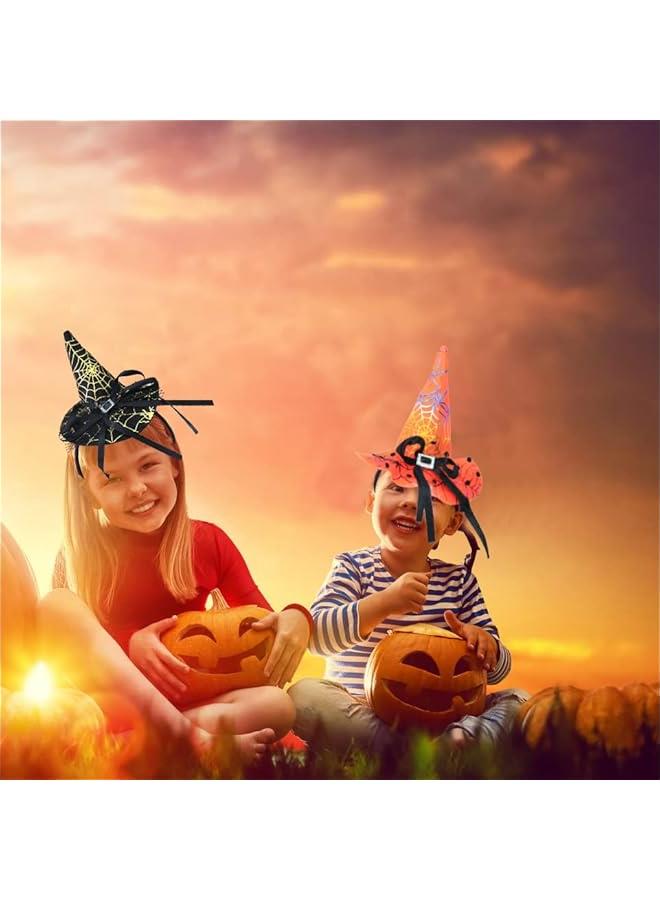 4 Pcs Witch Hat Headband 4 Style Cute Hair Hoop Headwear Accessories Pumpkin Orange Sequins Spider web Ghost Pattern  Party Costume Hat - Image 5