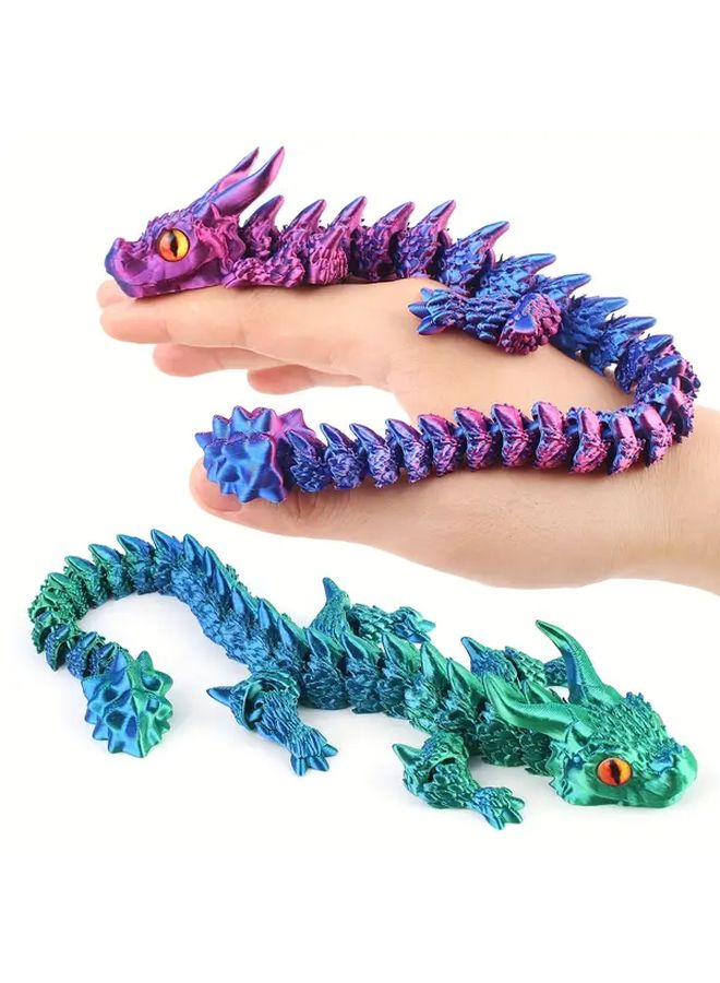3D Printed Purple Eye Dragon Jointed Figurine Fidget Toy Home Desk Decor - Image 2