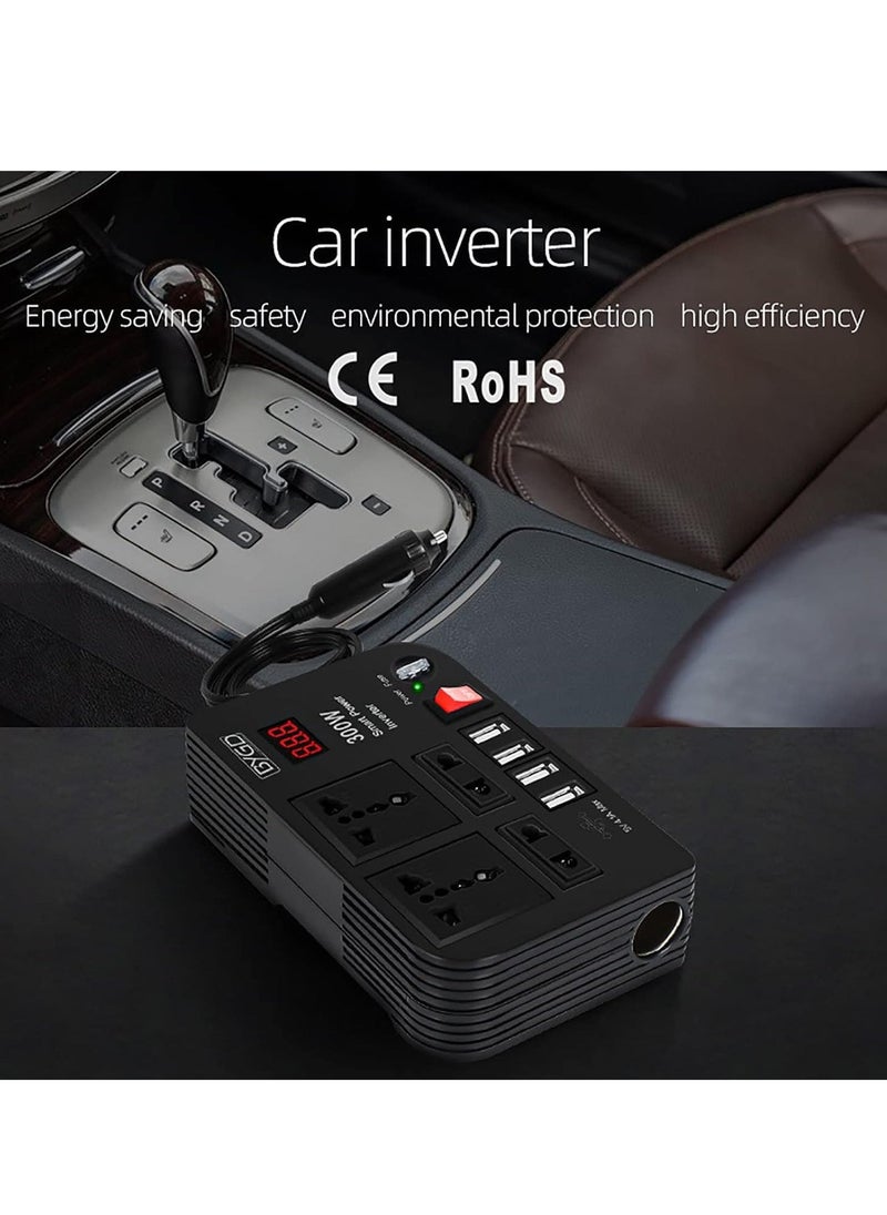 BGM 300W Car Inverter, 12V to 220V Power Converter with 4 USB Ports, Universal Socket, Notebook Charging, Car Cigarette Lighter Adapter  - Image 2