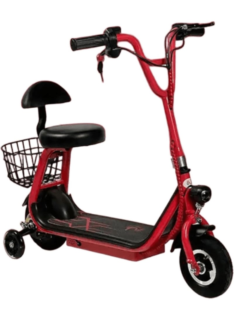 Toy Box Electric Scooter for Kids with Seat and Rear Basket 36V Battery Foldable Kick Scooter with Front LED Light 3 Speeds Rear Brake - Image 1