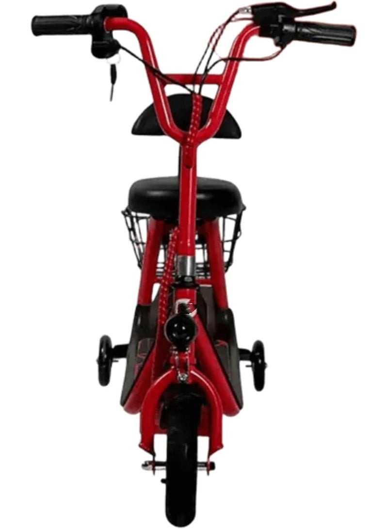 Toy Box Electric Scooter for Kids with Seat and Rear Basket 36V Battery Foldable Kick Scooter with Front LED Light 3 Speeds Rear Brake - Image 3