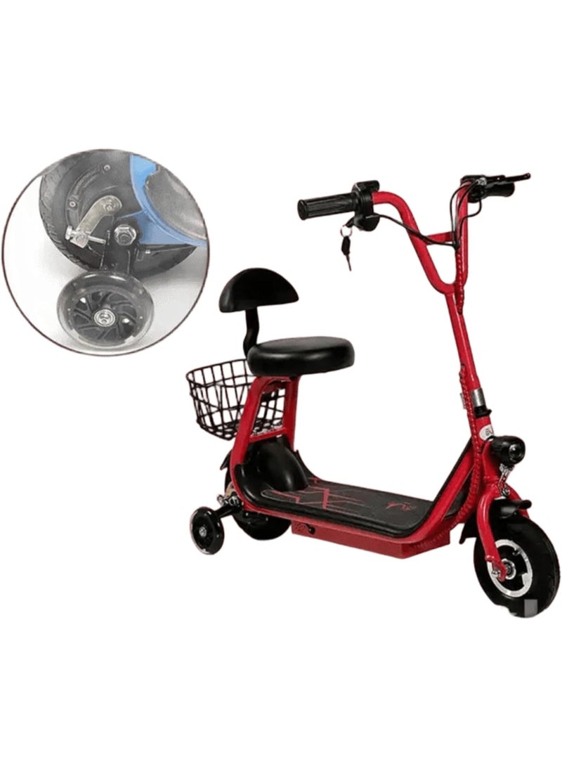 Toy Box Electric Scooter for Kids with Seat and Rear Basket 36V Battery Foldable Kick Scooter with Front LED Light 3 Speeds Rear Brake - Image 2