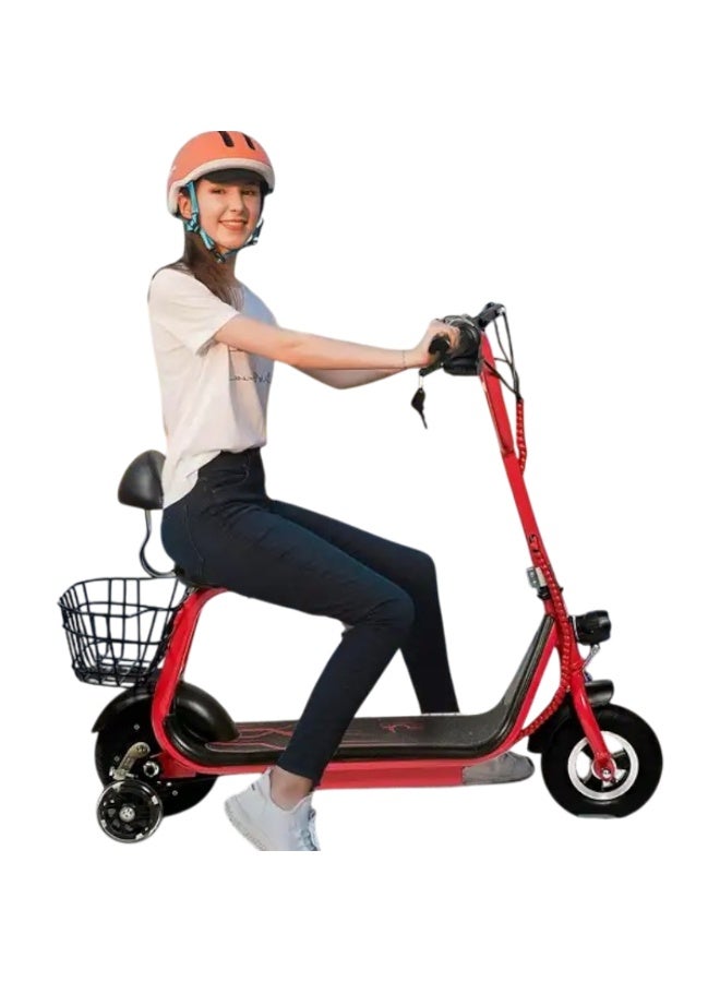Toy Box Electric Scooter for Kids with Seat and Rear Basket 36V Battery Foldable Kick Scooter with Front LED Light 3 Speeds Rear Brake - Image 5
