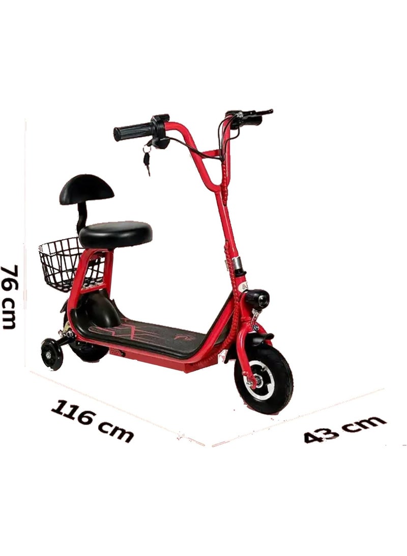 Toy Box Electric Scooter for Kids with Seat and Rear Basket 36V Battery Foldable Kick Scooter with Front LED Light 3 Speeds Rear Brake - Image 4