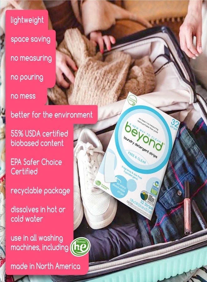 Beyond Laundry Detergent Strips [32 strips] - Free & Clear - Eco-friendly, Hypoallergenic. Travel friendly. Dissolvable Strips. - Image 2