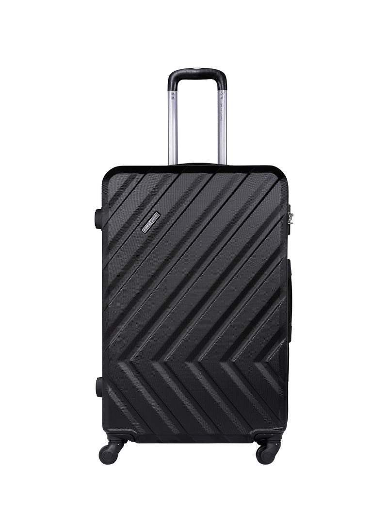 PARAJOHN Chevron 28-Inch (Large) ABS Hard Case Checked-In Luggage Trolley Bag with 4 Spinner Wheels and Lock - Black  - Image 1