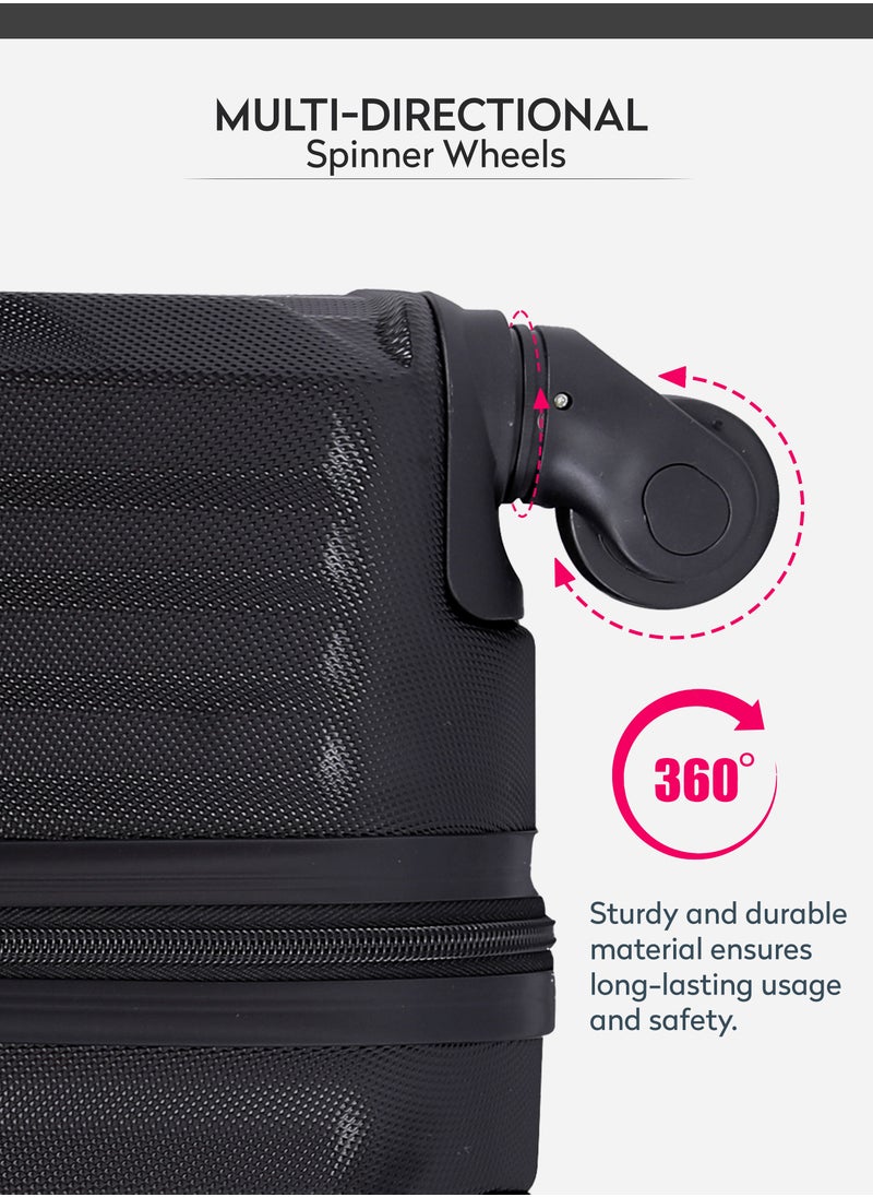 PARAJOHN Chevron 28-Inch (Large) ABS Hard Case Checked-In Luggage Trolley Bag with 4 Spinner Wheels and Lock - Black  - Image 3