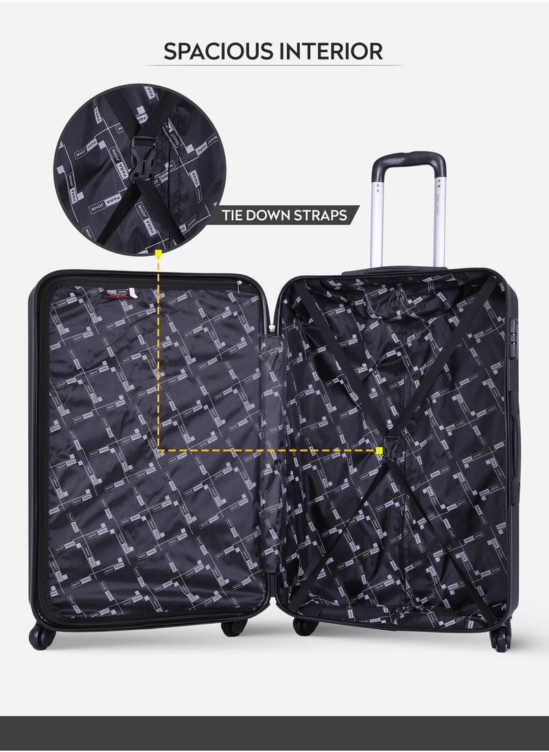 PARAJOHN Chevron 28-Inch (Large) ABS Hard Case Checked-In Luggage Trolley Bag with 4 Spinner Wheels and Lock - Black  - Image 5