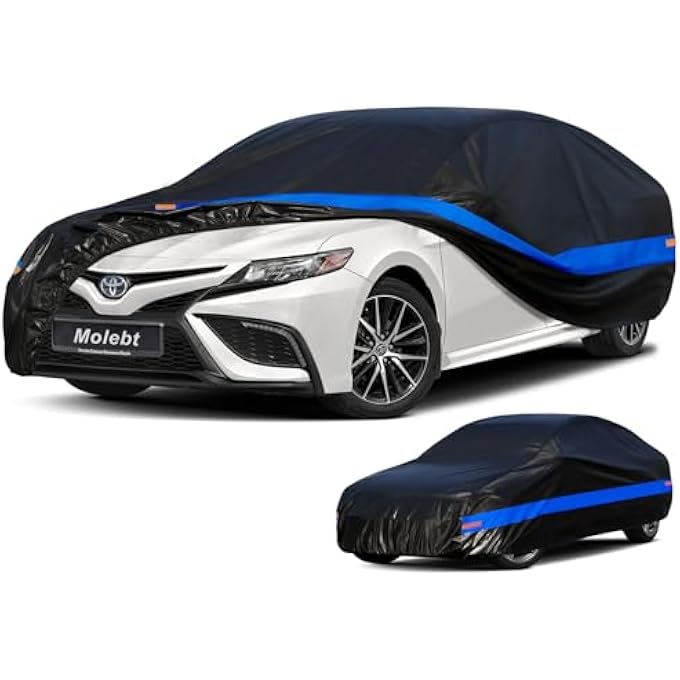 Molebt Car Cover Waterproof All Weather for Automobiles, Outdoor Full Exterior Covers Snow Sun Rain Dust Protection, Universal Fit Sedan (182-193 inch) - Image 2