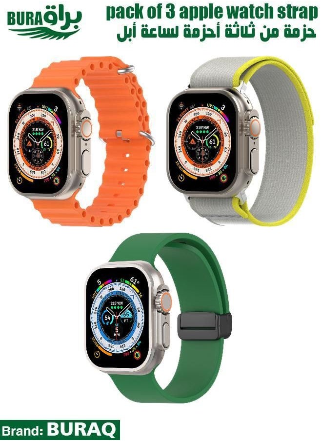 BURAQ - Apple Watch Band Strap For Apple Watch Ultra 2/Ultra 49mm, Series 10 46mm, 9/8/7 45mm, SE2/SE/6/5/4 44mm, 3/2/1 42mm - Image 1