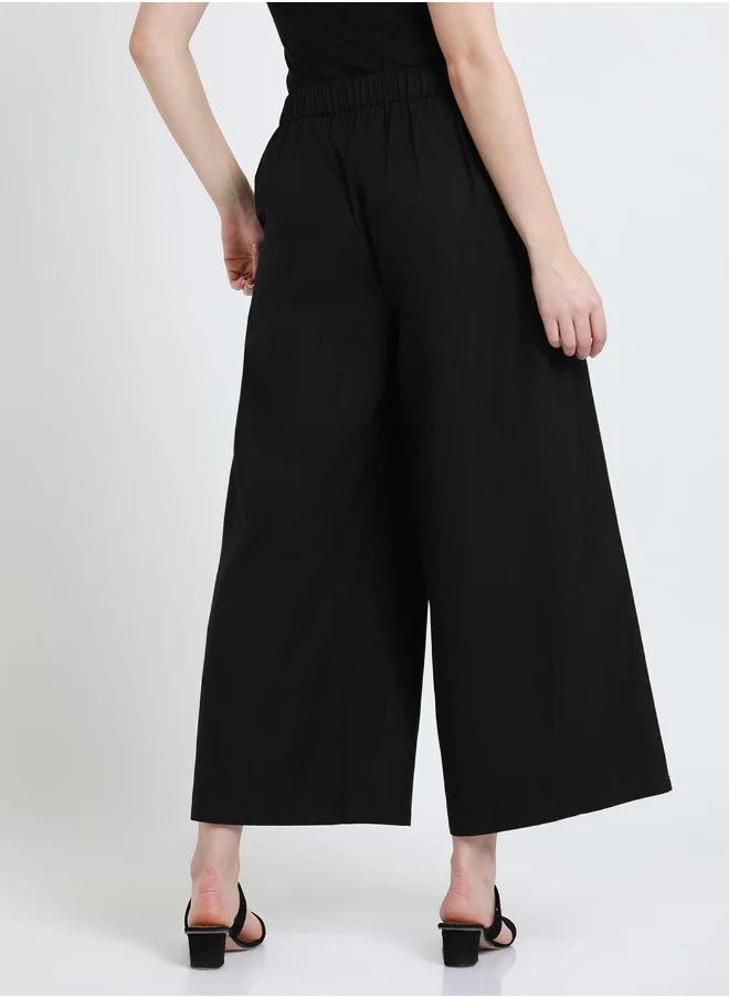 دينيس لينغو Relaxed Fit Black Cotton Trousers – Classic and Comfortable