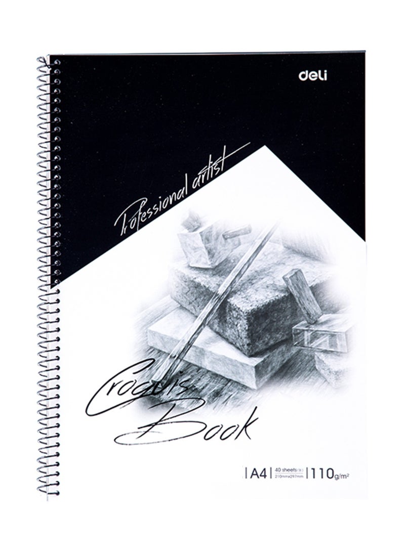 Deli A4 Size Professional Art Painting Sketch Book 40 Sheets 110gsm Thickness - Image 1