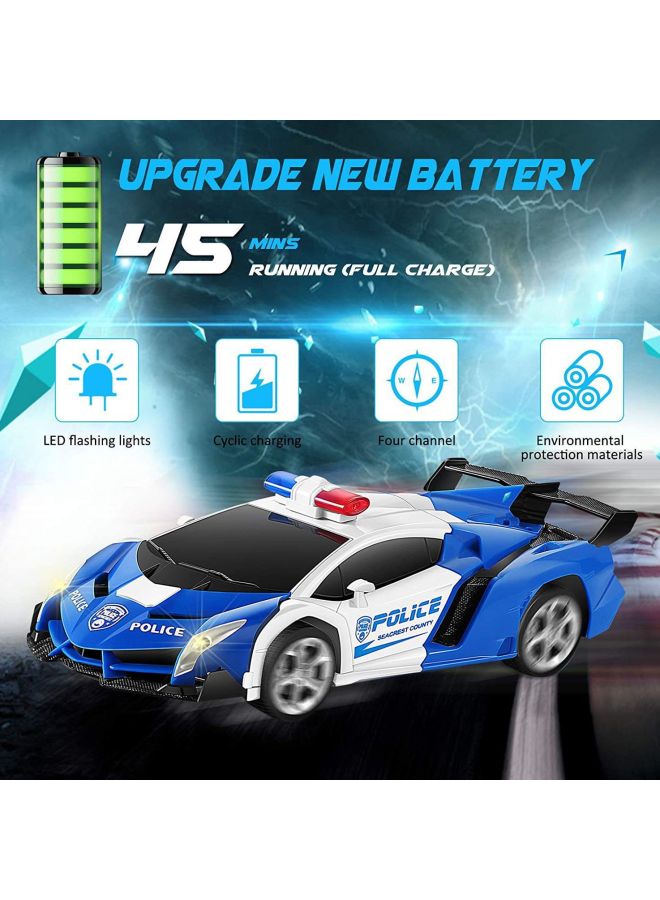 Children's Electric Car Robot Gesture Induction Charging Remote Control Deformation Toy Car 5-year-old Toy Boy-Color:1:18 Rambo Police Car-Proportion:40MHz Remote Control (no Power Package) - Image 5