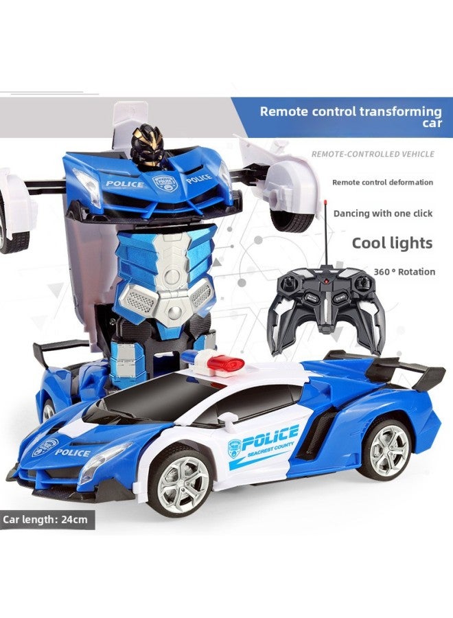 Children's Electric Car Robot Gesture Induction Charging Remote Control Deformation Toy Car 5-year-old Toy Boy-Color:1:18 Rambo Police Car-Proportion:40MHz Remote Control (no Power Package) - Image 1