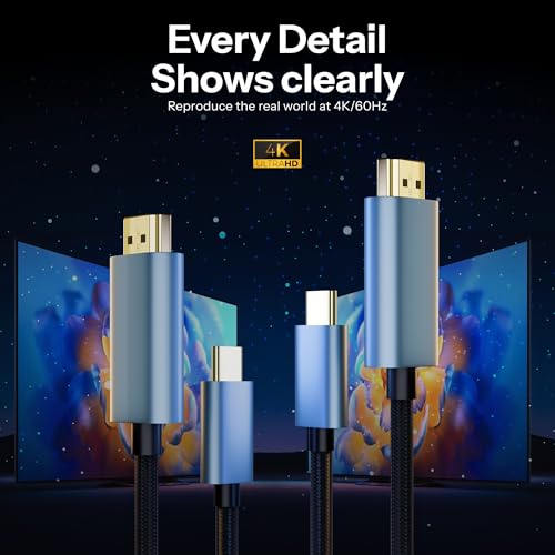 Basesailor USB Type C to HDMI 2.0 Cable 1.5M, High Speed 18Gbps 4K@60Hz UHD Adapter Cord, Male to Male, Compatible with TV, Monitor, Laptop, MacBook, iPad Pro, Type-C Smartphones, Projector & More - Image 2