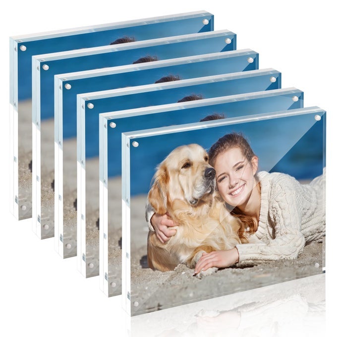 6 Pack 8 x 10 Acrylic Picture Frames Magnetic Lucite Clear Picture Frame 8 by 10 Magnetic Photo Frame Self Standing Double Sided Gift