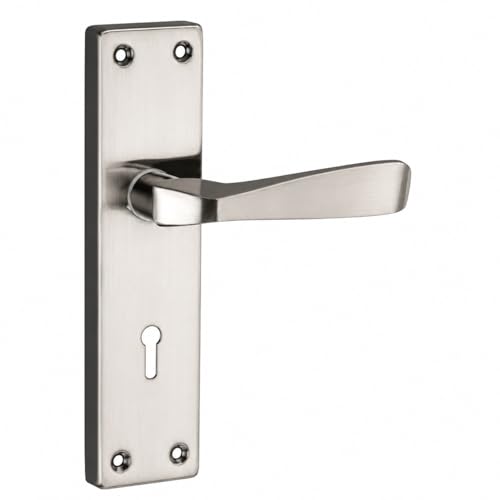 SARDAR Black & Silver 7 Inch Iron Mortise Door Handle Lock Set for Main Door & Bedroom | Heavy Duty Complete Fitting Set | IM-04BS - Image 2