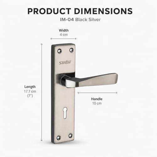 SARDAR Black & Silver 7 Inch Iron Mortise Door Handle Lock Set for Main Door & Bedroom | Heavy Duty Complete Fitting Set | IM-04BS - Image 3