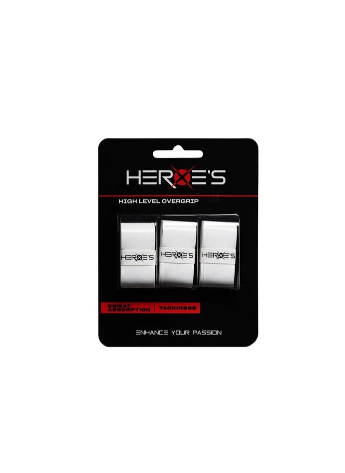 Heroes TENNIS RACKET Overgrip 3 pcs High Level White  - Image 1