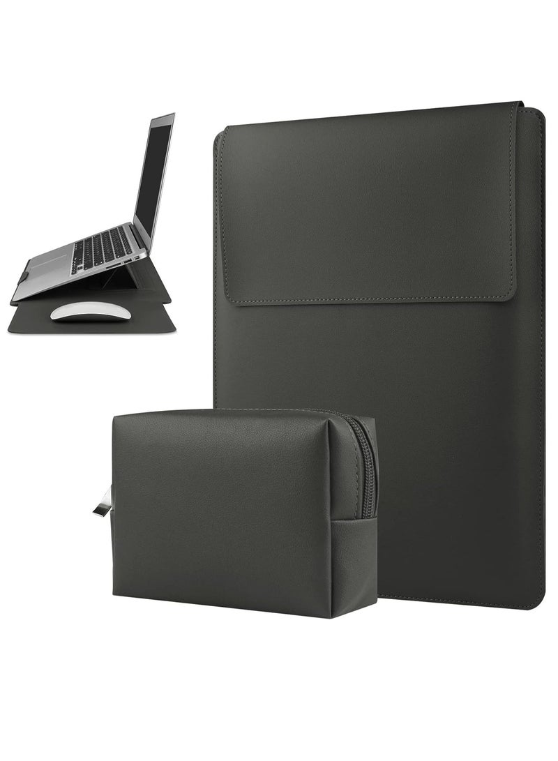 SYOSI حقيبة جلدية للكمبيوتر المحمول مقاس 13-14 بوصة - Image 1