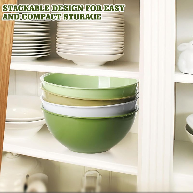 Greentainer 4-Piece Plastic Mixing Bowl Set for Kitchen, Nesting Storage Bowls for Baking, Prepping and Cooking, Dishwasher, Microwave Safe,Great for Mixing & Serving (Green, 8.7 inch) - Image 5