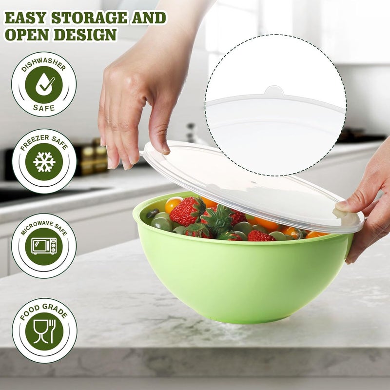 Greentainer 4-Piece Plastic Mixing Bowl Set for Kitchen, Nesting Storage Bowls for Baking, Prepping and Cooking, Dishwasher, Microwave Safe,Great for Mixing & Serving (Green, 8.7 inch) - Image 3