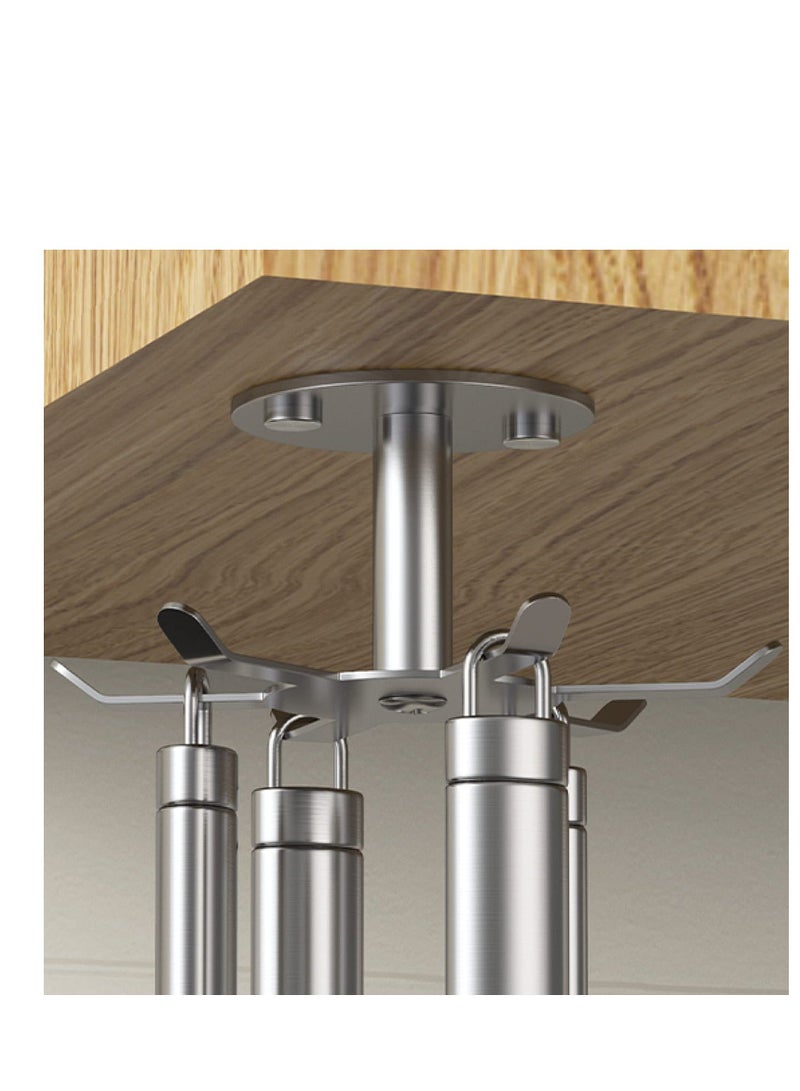 Y&D Under Cabinet Hooks 360° Rotating, 1pcs Kitchen Utensil Holder, 304 Stainless Steel Adhesive Hanging Rack, Multi-Installation, for Utensils/Tools/Towel/Knife (1, Brushed Nickel) - Image 1