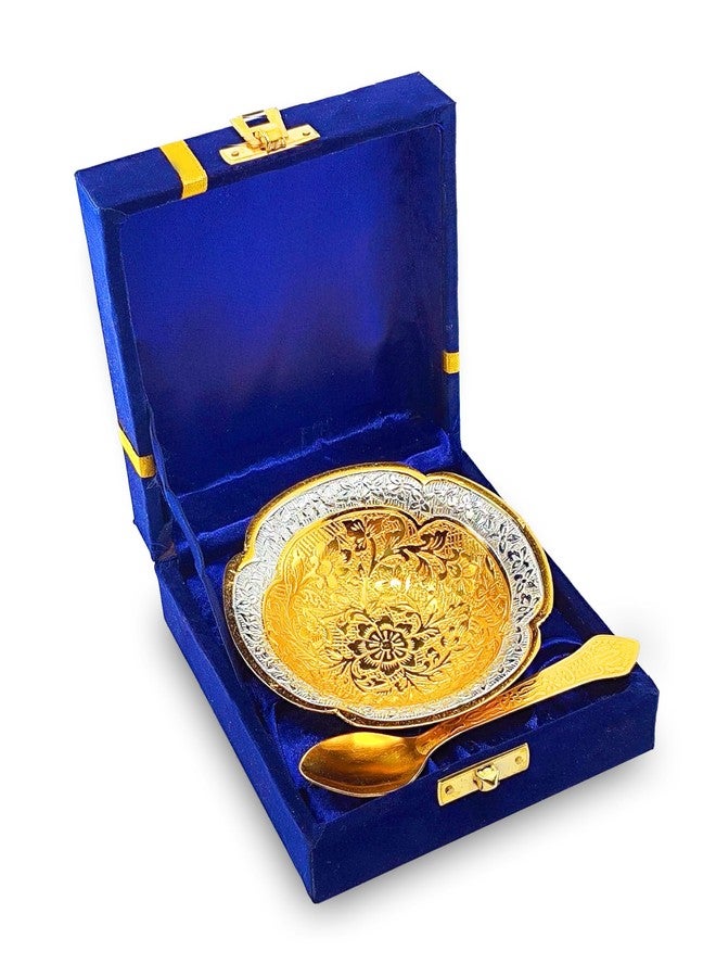 NOBILITY Silver Plated Light Weight Bowl Spoon Set with Blue Box Diwali Christmas Eid Wedding Return Home Decoration Friends Family Corporate Gift Items Dessert Dry Fruits Serving Gifts - Image 1