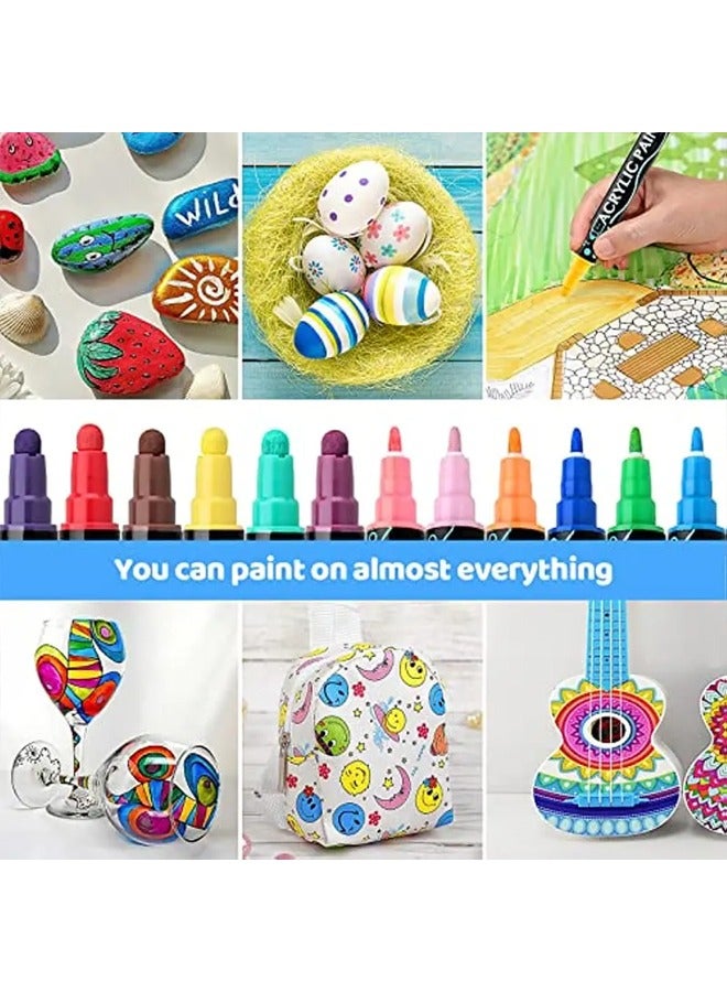 Zeemey 48PCS Double-ended Acrylic Paint Marker, Dot & Fine Tip Premium Coloring Drawing Markers Set For Children's Student Handbook,Rock Painting, Wood, Ceramic, Glass, DIY Crafts & Art Supplies. Marker Pen Color Graffiti Marker Pen Painting Art Tools Stationery - Image 5