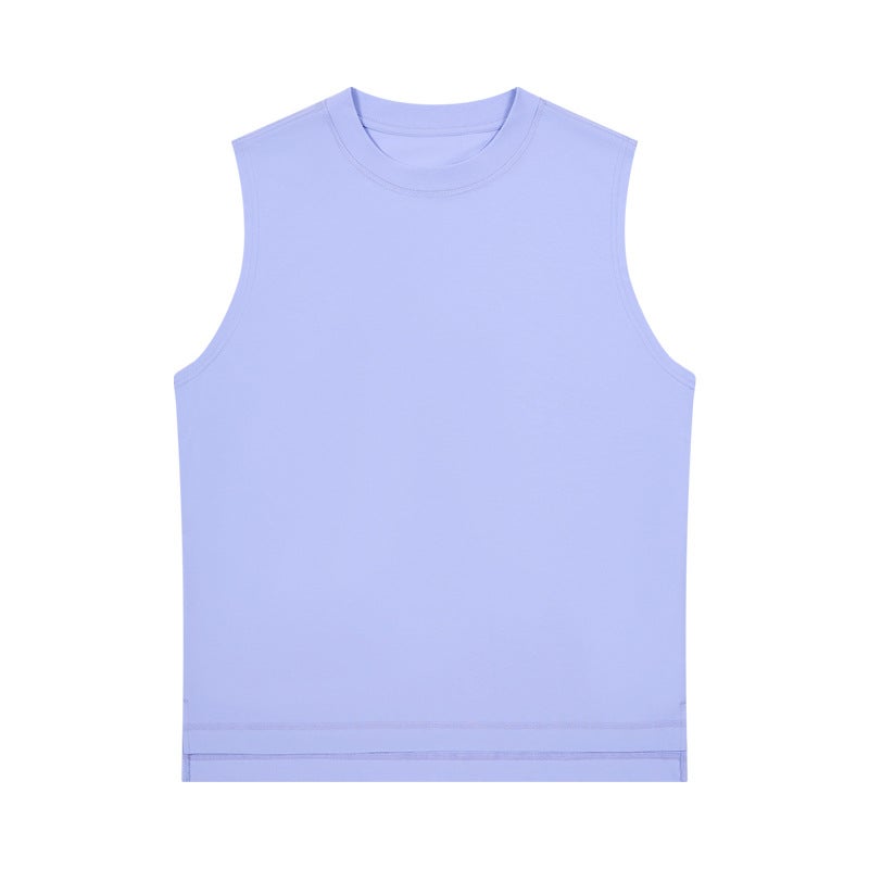 Summer Ice Cotton Mens Traceless Vest Loose White Waistcoat Sleeveless T-shirt Mens Sports and Fitness Breathable T-shirt Lotus Purple  - Image 1