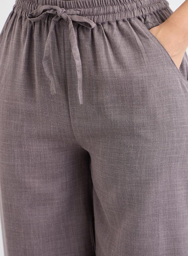 ستايلي بنطال بأرجل واسعة بمطهر دنيم مع أربطة - Image 3