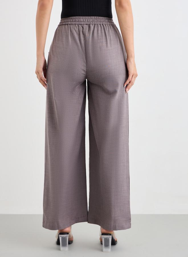 ستايلي بنطال بأرجل واسعة بمطهر دنيم مع أربطة - Image 4