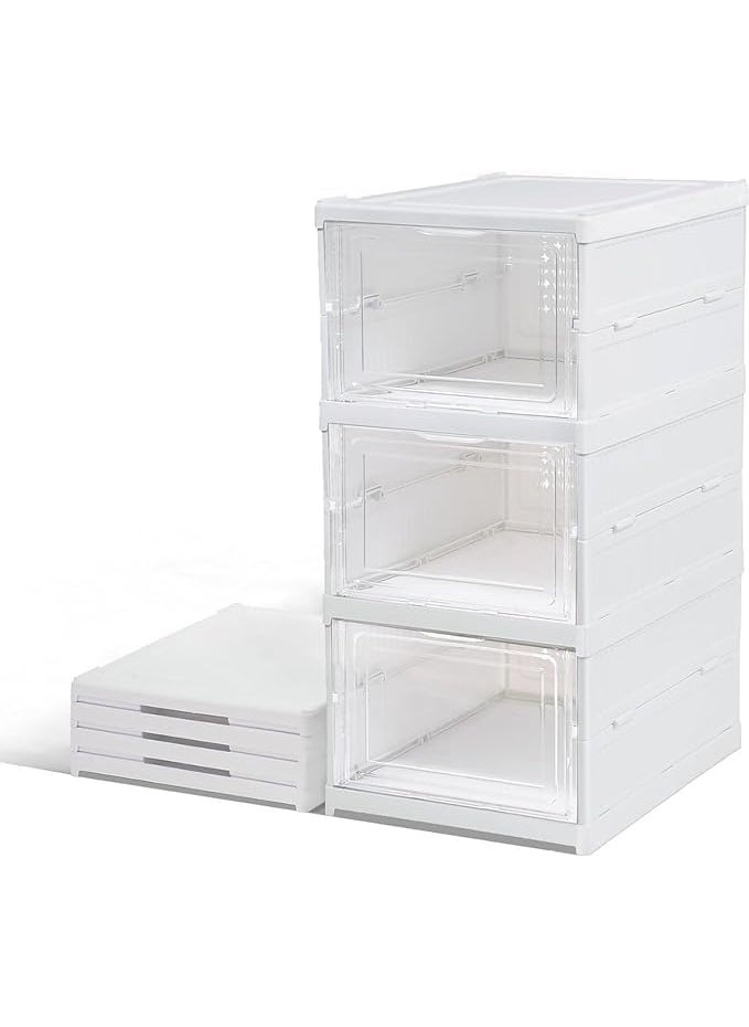 Krishn Kunj Krishn Kunj 3 Tier Shoe Rack DIY Portable Shoe Organizer MultiPurpose Shelf Storage Cabinet for Heels Boots Portable and Folding Sneaker Box Collapsible Shoe Organizer with Door Pack of 3  - Image 3