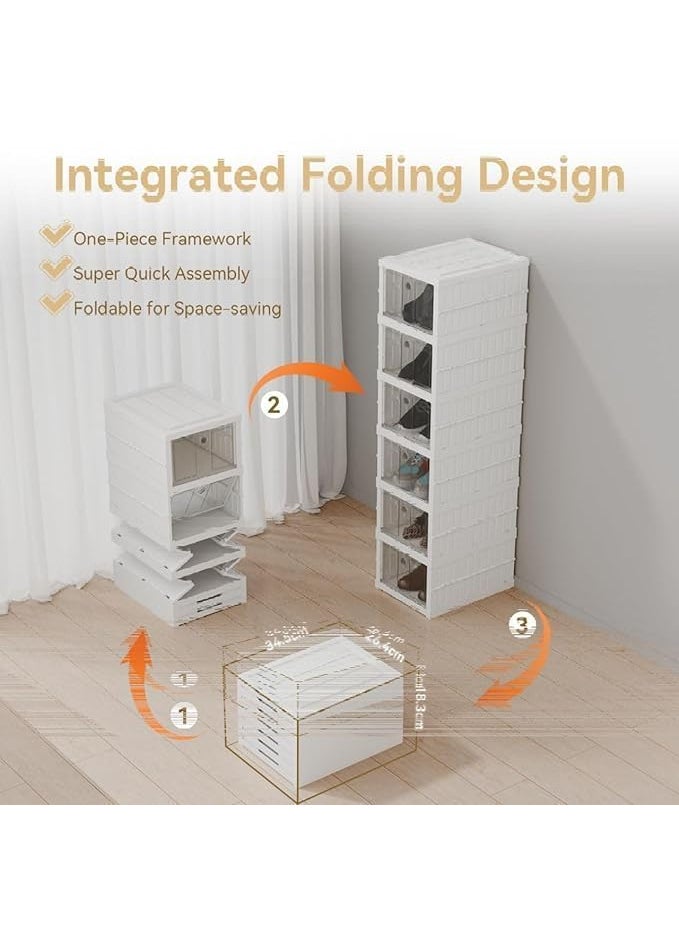 Krishn Kunj Krishn Kunj 3 Tier Shoe Rack DIY Portable Shoe Organizer MultiPurpose Shelf Storage Cabinet for Heels Boots Portable and Folding Sneaker Box Collapsible Shoe Organizer with Door Pack of 3  - Image 2