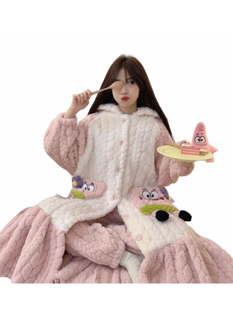 KUYING - Sponge Baby Pajamas Plush Robe Thickened Long Sleeve Pants Casual Comfortable Home Suit Set of Two - Image 1