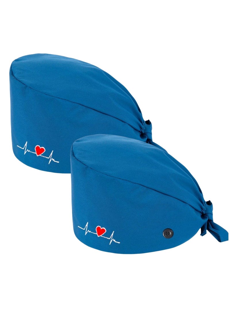TLAXCA 2 Pack Surgical Caps Unisex Dental Stomatologist Operating Room Nurse Caps Adjustable Elastic Nursing Caps with ons and Sweatband Fluffy Cotton Hats  - Image 1