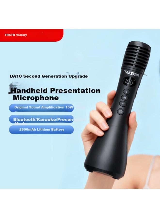Takstar Da10 Second Generation Handheld Microphone Speaker All-in-one Wireless Microphone Small Bee Teacher Classroom Loudspeaker Amplifier Tour Guide Karaoke Speech Mic Black Standard Edition - Image 1